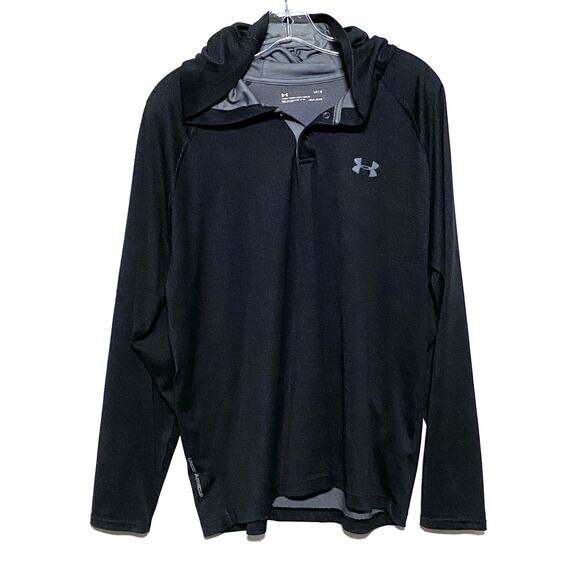 Under Armour Heat Gear Loose Snap Button Collar Pullover Hoodie Mens Large L - Picture 3 of 8